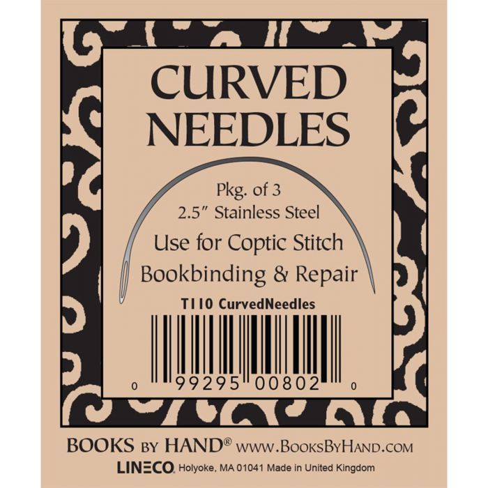 Lineco 2.5 Curved Sewing Needles, Pack of 3. Coptic Stitch