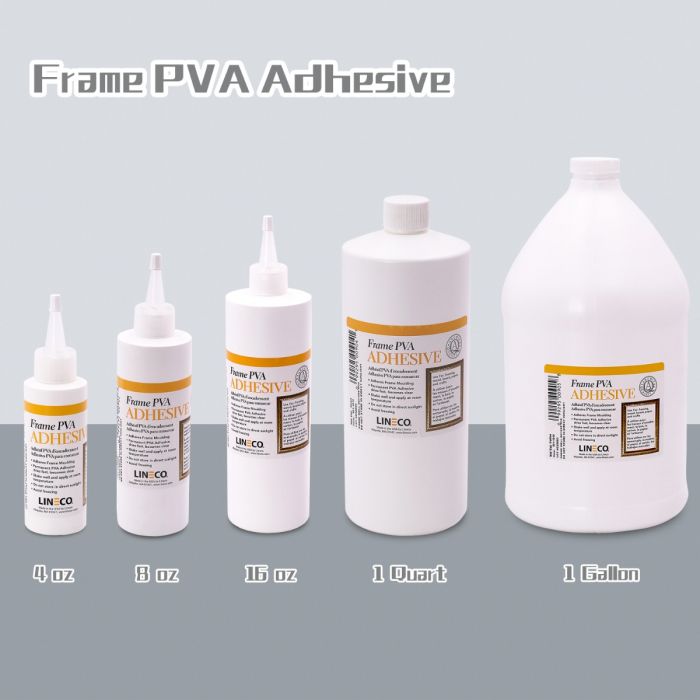  LINECO PVA Adhesive, Picture Frame Glue, Adhere Wood or MDF  Frames, Dries Clear Flexible, 1 Gallon, Ideal for Wood Paper Board Framing  Collage Crafts Bookbinding : Arts, Crafts & Sewing