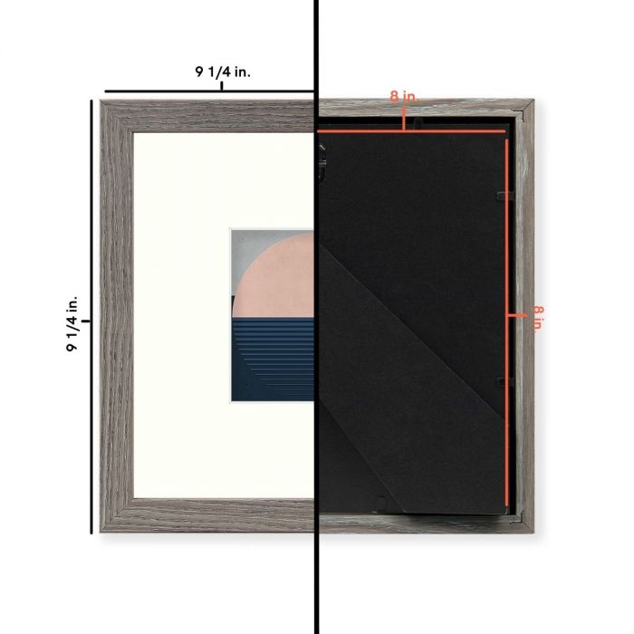 8x8 Aluminum Silver Frame with Ivory Color Mat for 4x4 Picture,Table-top  Display