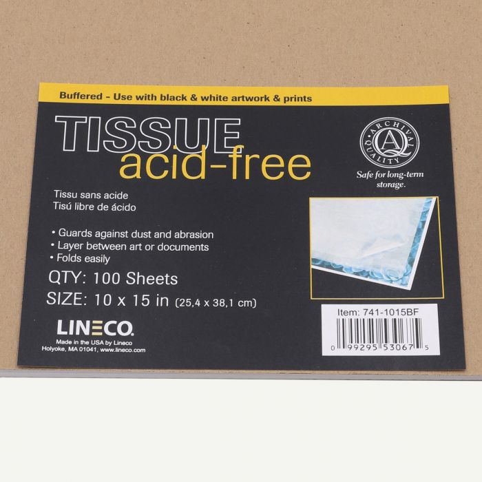 Lineco Buffered 10x15 White Acid-Free Interleaving Tissue Paper. Pack of  100.