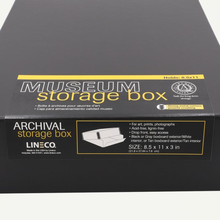 Lineco 8.5 x 11 Black 3 Deep Museum Storage Box Archival Acid