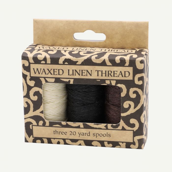 Lineco, Natural Waxed Linen Thread 20 Yards, Books by Hand Natural, Black,  Brown Color for Sewing, Bookbinding (3/Pkg)