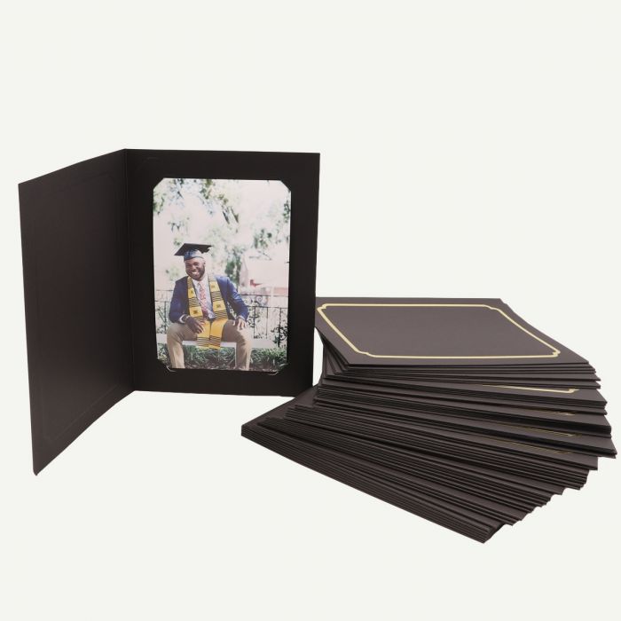 Golden State Art Pack of 50 GS004 Black Color Cardboard Photo Folder for Double 4x6 Photo 