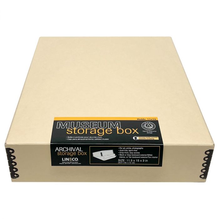 Lineco 11x14 Tan 3 Deep Museum Storage Box Archival Acid-Free with Metal  Edge