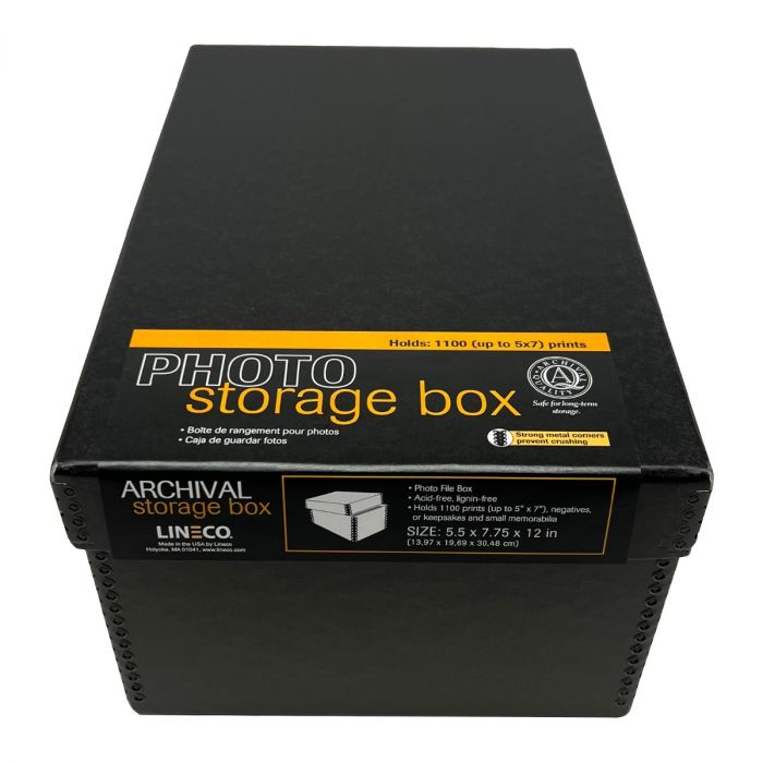 Lineco 12x7.75x5.5 Black Archival Photo Storage Box fits 5x7