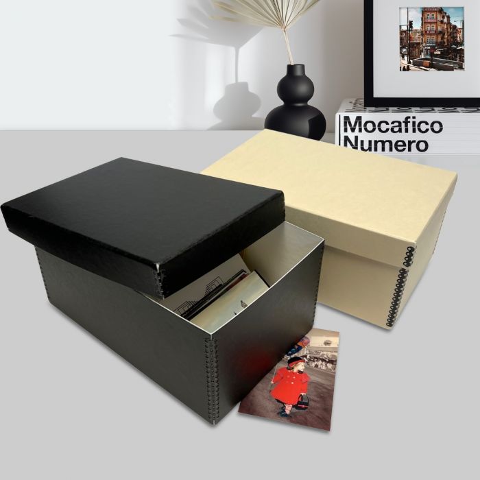 Lineco 12x7.75x5.5 Black Archival Photo Storage Box fits 5x7 Pictures  Container with Removable Lid