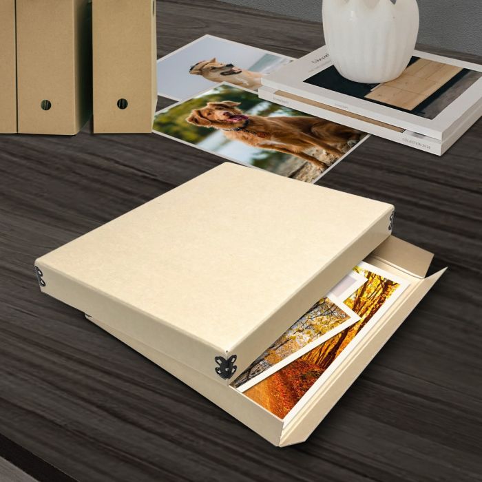 Mat Board Center, Tan Archival Photo Storage Box with 12 Acid-Free