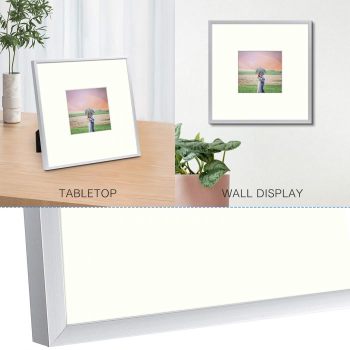 8x8 White Picture Frame for 4x4 Photo with Ivory Mat and Real Glass