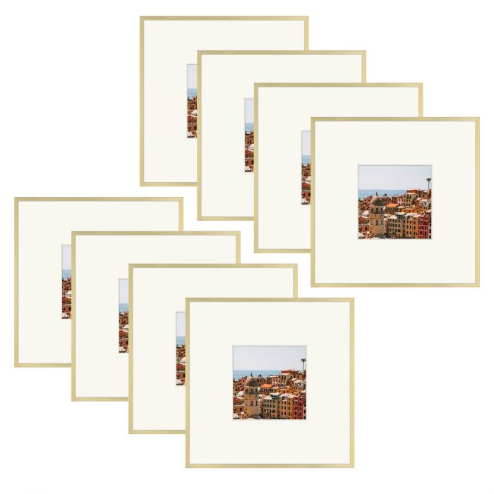 Golden State Art,Set of 8, 8x8 Gold Aluminum Frames For 4x4