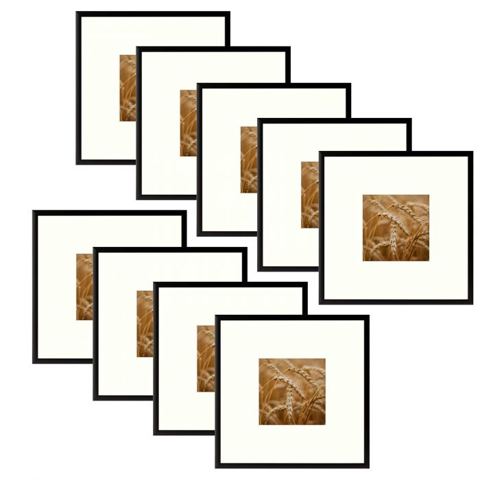 Golden State Art,Set of 9, 8x8 Black Aluminum Frames For 4x4