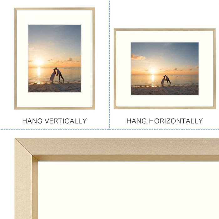 11x14 Picture Frames Solid Wood - Matted to Display Pictures 9x12 or 8x10  or 11x14 Frame without