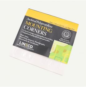 Lineco Self-Adhesive Polypropylene Mounting Corners - 1.25" Clear (256/Pkg.) Full View.
