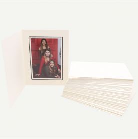 Pack of 50, Ivory Photo Folder for 5x7 Picture with Black Lining
