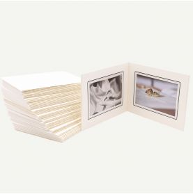 Pack of 50, Ivory Photo Folder for Two 6x4 Pictures with Black Lining