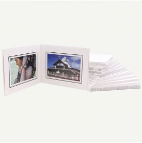 Pack of 50, White Photo Folder for Two 6x4 Pictures with Black Lining