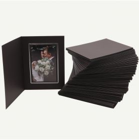 Pack of 100, Black Photo Folder for 4x6 Picture with Silver Lining