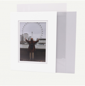 Pack of 50, 8x10 Pre-cut Double Mat with Whitecore fits 5x7 Picture + Backing + Bags