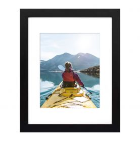 11x14 Black 1" Wood Frame for 8x10 Picture and White Mat
