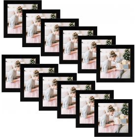  6x6 Wood Frame for 4x4 Picture and White Mat Black 12 pack