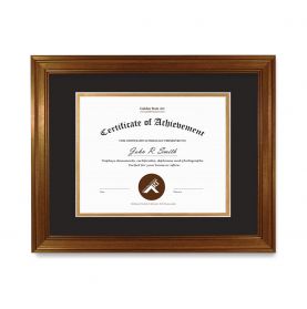 11x14 Dark Gold Polystyrene 1 1/4" Diploma Frame for 8x10 Picture and Tricom Black/Old Gold Mat