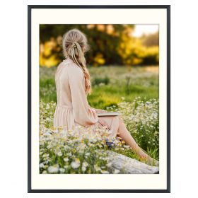 18x24 Black Aluminum Frame For 16x20 Picture with Ivory Mat and Real Glass
