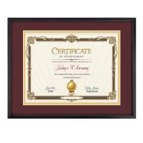 11x14 Black Diploma Frame Aluminum Frame For 8.5x11 Document & Certificates with Red/Gold Double Mat and Real Glass