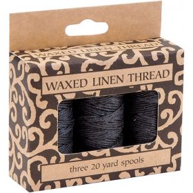 Lineco Waxed Genuine Linen Thread, 20 Yards, Pack of 3 Spools: Black (BBHM209) LIN-BBHM209
