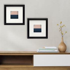 8x8 Black MDF 7/8" Frame for 4x4 Picture, Set of 2 and Ivory Mat