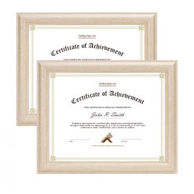 BOGO Two 8.5x11 Natural Color Frame Set - Curved Bevel Design - Made to Display 8.5x11 Certificate or Picture - Real Glass (Natural, 8.5x11, 2)