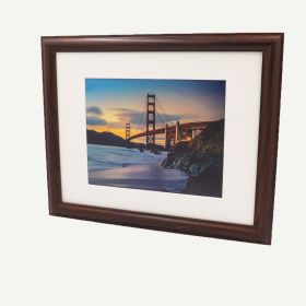 11x14 Walnut MDF 1 1/4" Frame for 8x10 Picture and Ivory Mat