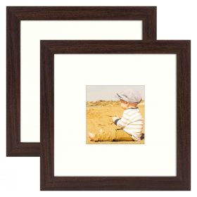 BOGO 8x8 Picture Frame, Display 4 x 4 or 8 x 8 Photo Square Wall Frame Walnut Tabletop Frame (8x8, 2 Pack)