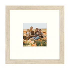 BOGO Simple Picture Frame for Prints & Pictures with Real Glass (Natural, 8x8 Frame for 4x4 Photo, Pack of 1)
