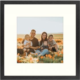BOGO 12x12 Black MDF Frame for 8x8 Picture and Ivory Mat