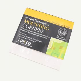 Lineco Self-Adhesive Polypropylene Mounting Corners - 1.25" Clear (256/Pkg.) Full View.