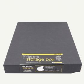 Lineco 11x14 Black 1.75" Deep Faux Leather Archival Folio Storage Box Removable Lid Acid-Free with Metal Edge, 11x14 storage box, archival box 11x14, 11x14 box, 11x14 box with lid, 11x14 photo box