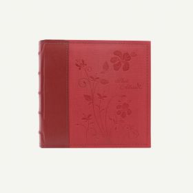 Faux Leather Maroon Photo Album with Floral Design for 200 of 4x6 Pictures