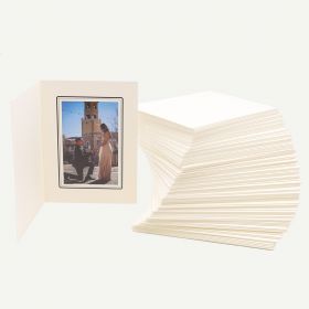 Pack of 100, Ivory Photo Folder for 4x6 Picture with Black Lining