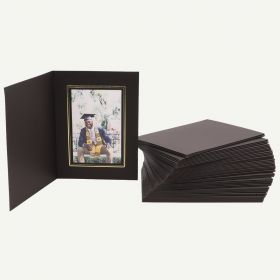 Pack of 100, Black Photo Folder for 4x6 Picture with Gold Lining