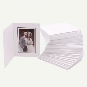 Pack of 100, White Photo Folder for 4x6 Picture with Black Lining