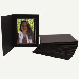 Pack of 50, Black Photo Folder for 5x7 Picture with Gold Lining