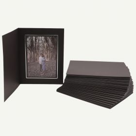 Pack of 50, Black Photo Folder for 5x7 Picture with Silver Lining