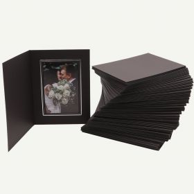Pack of 50 Golden State Art Cardboard Photo Folder for 3 5x7 Photo GS005 Black Color 