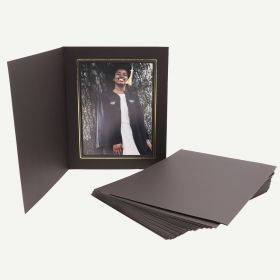 Pack of 25, Black Photo Folder for 6x8 Picture with Gold Lining