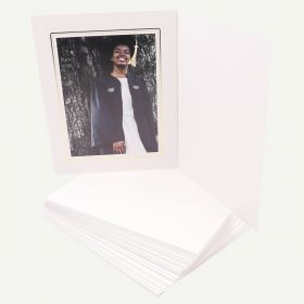 Pack of 25, White Photo Folder for 6x8 Picture with Gold Lining