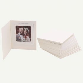 Pack of 50, Ivory Photo Folder for 3x4 Picture with Silver Lining