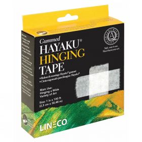 Lineco,Gummed Hinging Hayaku Tape 1" X 100 Feet. Archival with Acid-Free Water Activated Adhesive. Strong for Paper, Art, Repair of Art.