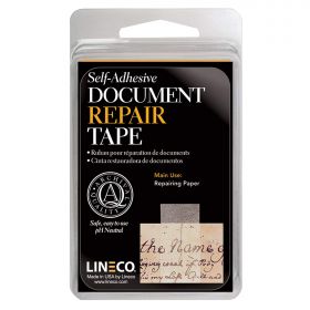 Lineco, 1"x12" Self Adhesive, Document Repair Tape with Neutral pH. Transparent Pressure Sensitive. Non-Yellowing and Removable with Solvents.