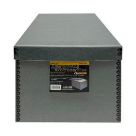 Lineco Blue/Gray Document Storage Box 12x15x10 Inches with Drop Front Design