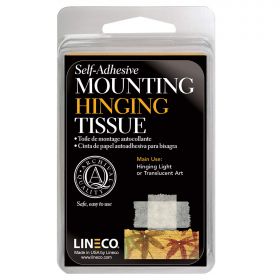 Lineco Self Adhesive Mounting/Hinging Tissue, 1" x 12' Use in Mounting of Lightweight Art and Documents in DIY, Crafts, and Matting Projects. Permanent and Pressure Sensitive Hold.