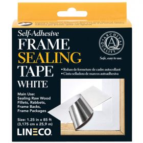 Lineco,Frame Sealing Tape White, Self Adhesive - 1.25in x 85 ft - for Frame Sealing, DIY, Crafts, Seals Frame Backing for Sturdy Design and Debris Prevention